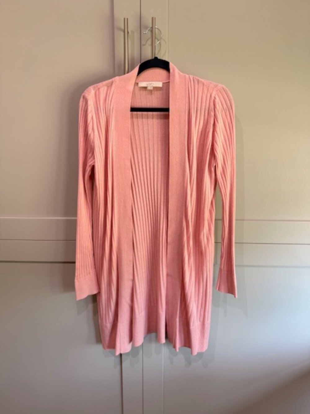 LOFT, Long Cardigan, Long-Sleeves, Size M, Pink, Lightweight